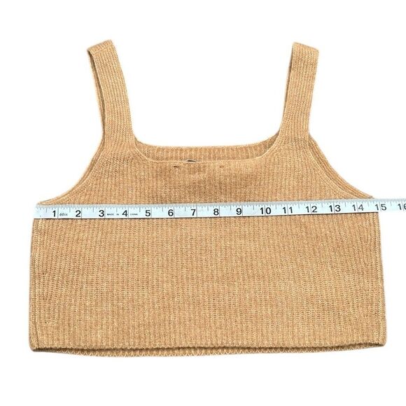 Everlane Tank Top Woman’s Size Large Cozy Knit Stretch Tan Cropped NEW - Picture 6 of 12